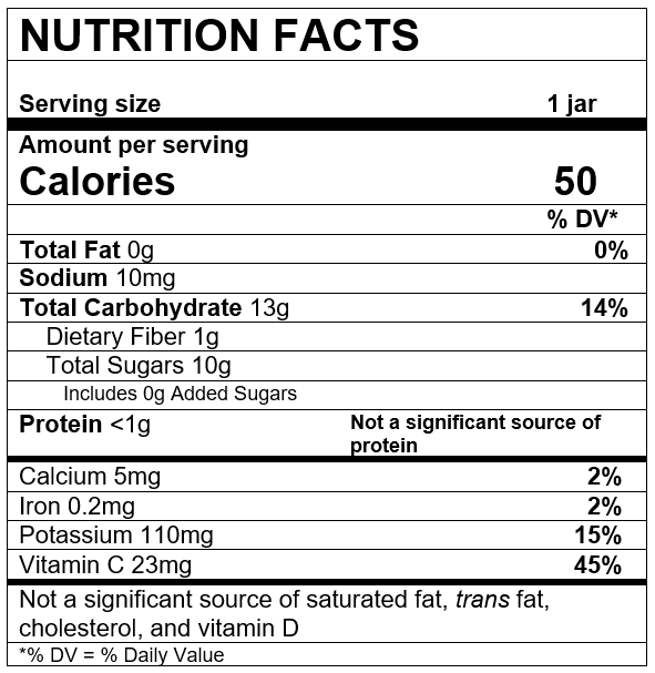 Nutrition Facts Apple Strawberry Beet